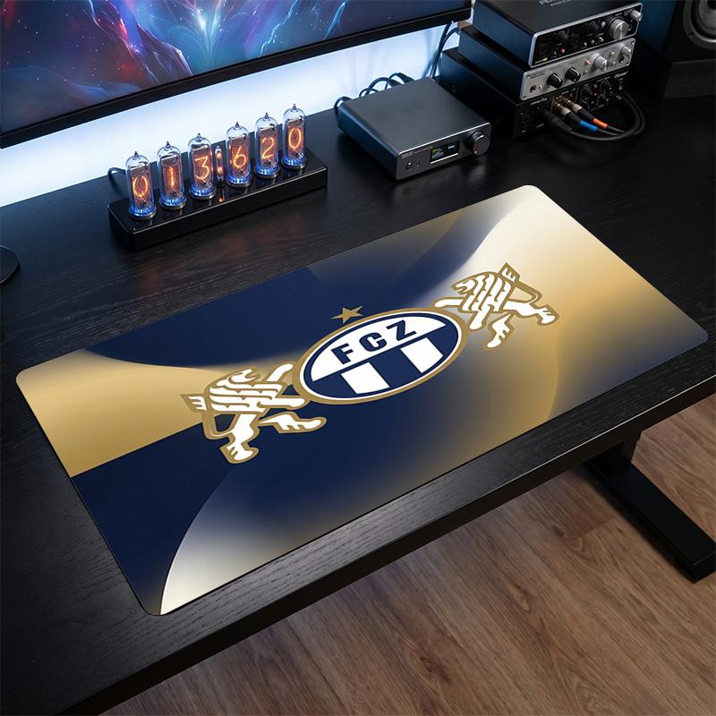 FC Zürich Theme Pattern Mouse Pad, Soccer Logo Design XXL Gaming Desk Mat Non-Slip Computer Mouse Pad
