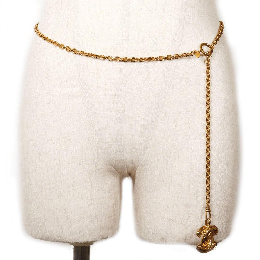 

CHANEL Chain belt belt COCO Mark vintage Plated Gold Women Used
