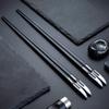 Black Alloy Chopsticks Set 5 Pairs Luxury Chinese Cooking Non-Slip Chopsticks Set