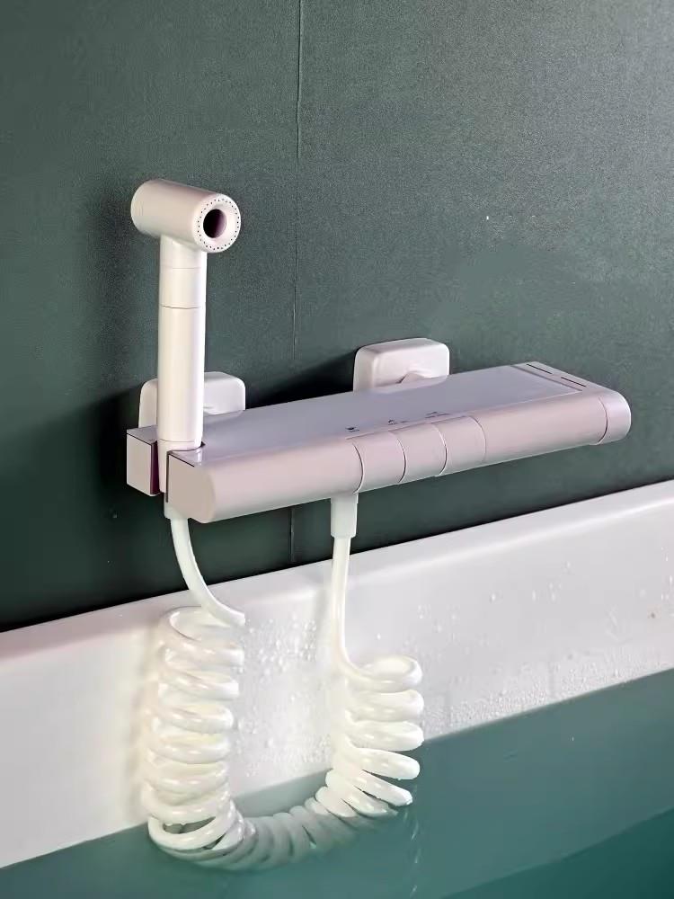 

Tuqiu Набор смесителей для ванны и душа, настенный термостатический, белая латунь, с многофункциональной душевой лейкой, набор смесителей для душа