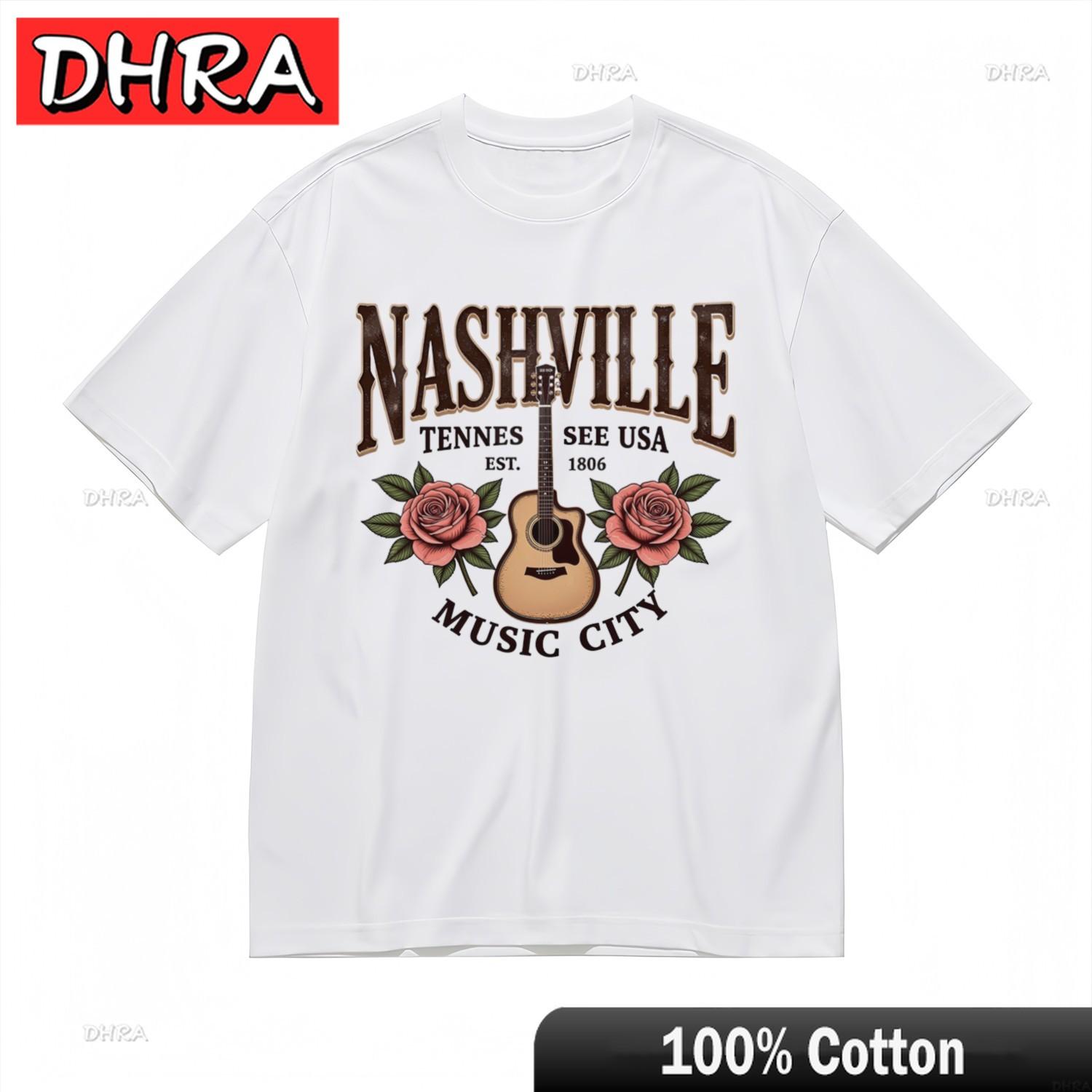 Womens Trend Soft Breathable Classic TShirt Rose Guitar Americana Design Tee for Weekend Style TShirt Male Customized 4XL
