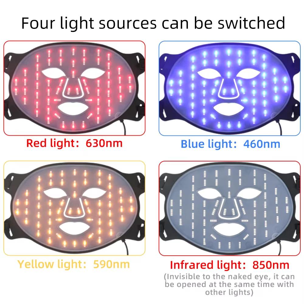 Led Mask Photon Mask For Red Lights Infrared Light,Skin Care Face Care Facial Led Mask 4 Colors Home Use Beauty