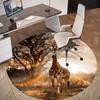 1pc Giraffe Savannah Round Chair Mat Office Area Rug - Non-Slip, Floor Mat for Office, Bedroom, and Indoor Decor P127038