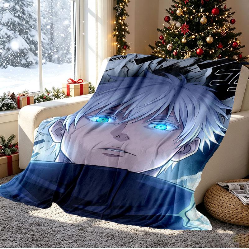 Jujutsu Kaisen Muster Decke für Heimdekoration, Bett, Sofa, Autoreise, Camping, Geeignet für alle Jahreszeiten, Geburtstags-Weihnachtsgeschenk