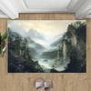 Natural Forest Waterfall Print Door Mat Rectangular Non-Slip Entrance Rug Entryway Living Room Bedroom Kitchen Decor Carpet