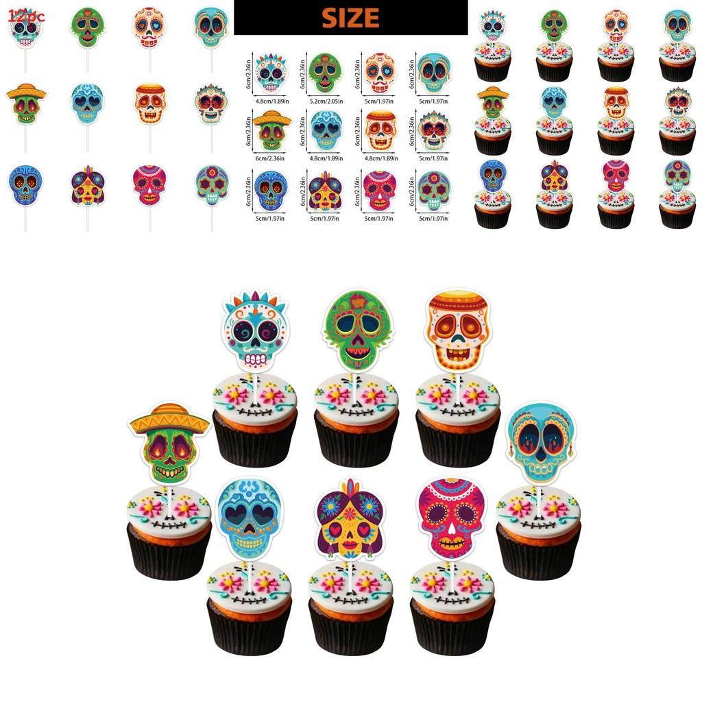 Halloween Skull Cake Topper Paper Party Decoration For Spooky Celebrations