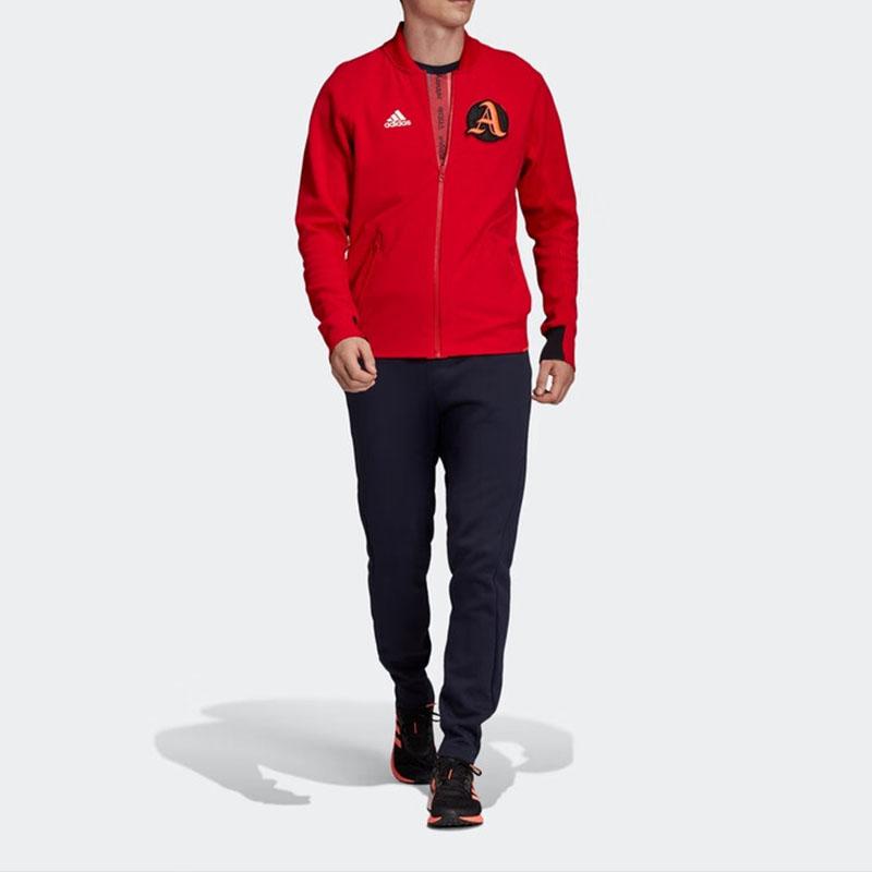 Adidas Colorblock Logo Letter Patch Casual Sports Jacket Men Outerwear Light-Crimson FI4681