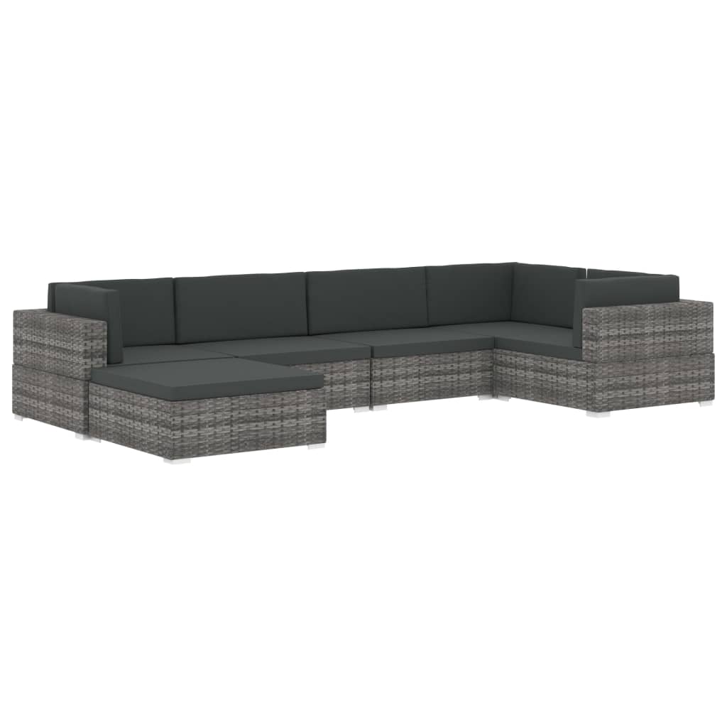 Modular Sofa Center Section 1 Pc + Cushions Poly Rattan Gray