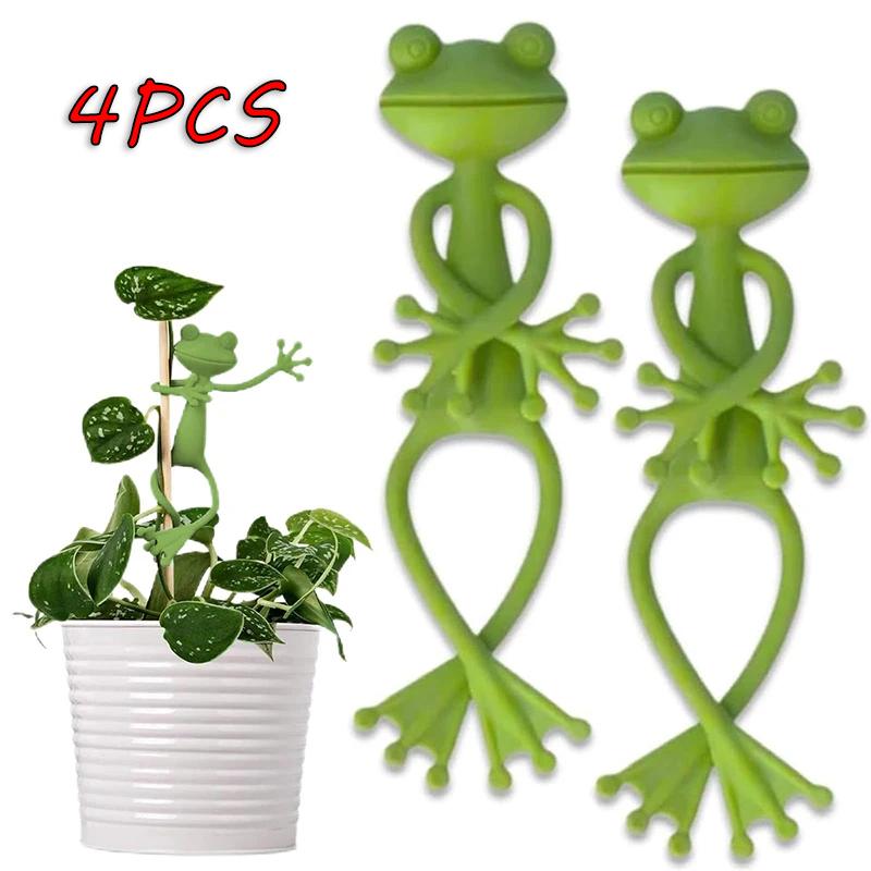 13cm Frog Plant Stand Cute Frog Flower Pot Hugger Plant Climbing Fixture Clips Garden Frog Climbing Branch Planter Stake Decor