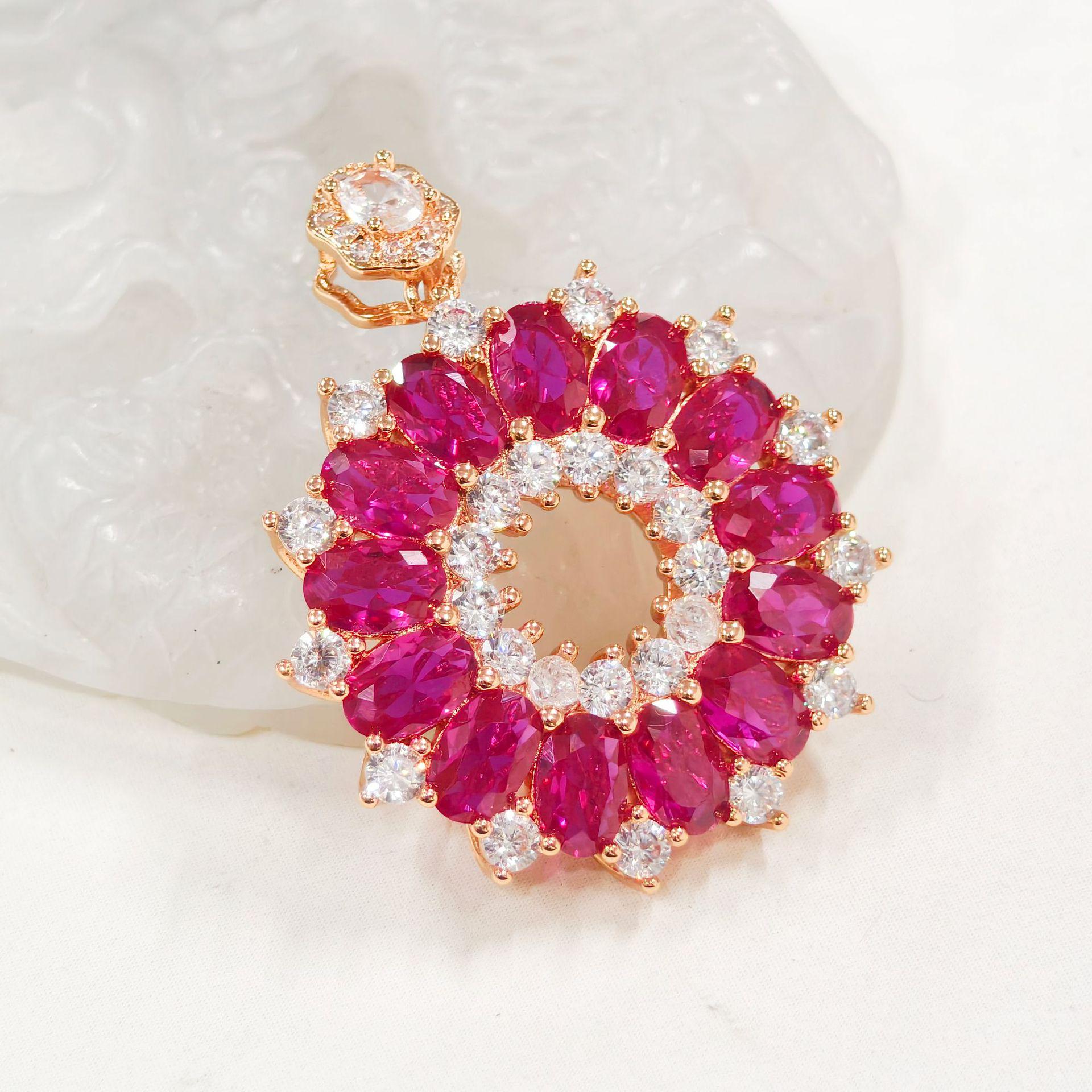 Gesi En Sweet Donut Star Red Multi-Diamond Pendant - European & American Luxury Inlaid Jewelry