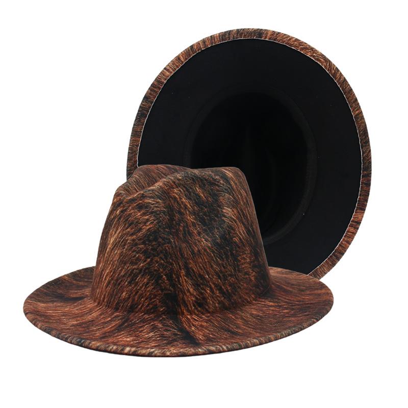 New Thousand Birds Top Hat Outer F Letter Black Double Sided Jazz Hat Felt Hat Rapper Aristocratic Style Hat