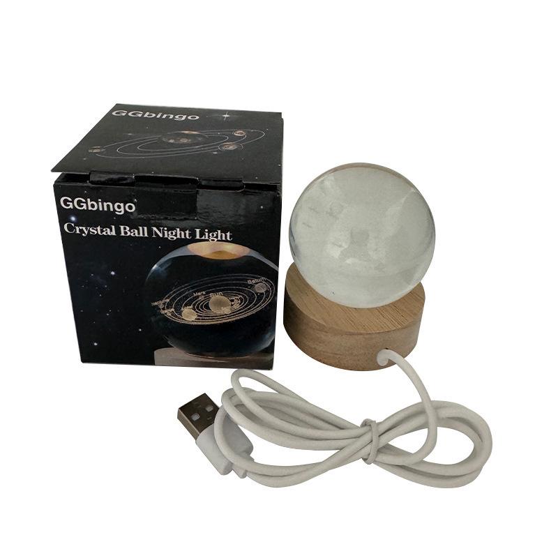 Creative 3D Crystal Ball Night Light: Desktop Ornament & Holiday Gift