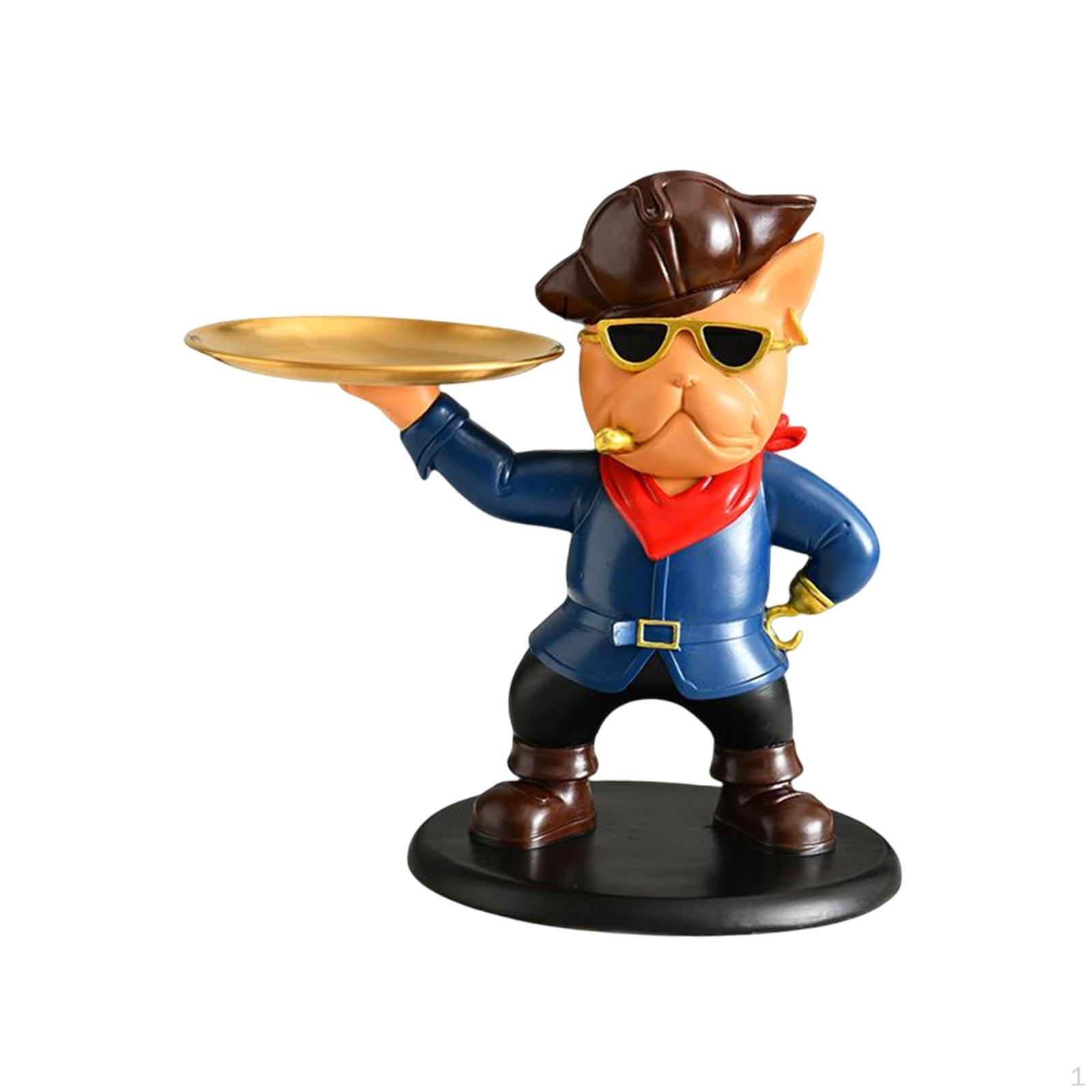 

Statue, Animal Sculpture with Serving Tray Key Holder Art Crafts Figurine Desktop Organizer for синий