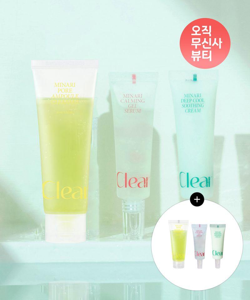 [Minari Pore Trio/Single Item Set] Cleanser + Gel Serum + Soothing Cream + (Exclusive) Free Gift of 3 Minari Miniatures