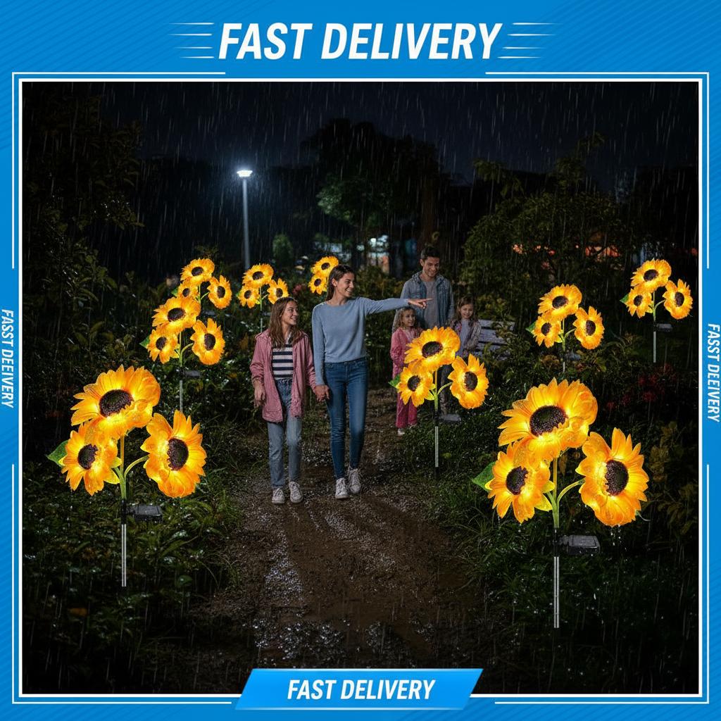 3 Heads Led Solar Simulation Sunflower Light Garden Yard Lawn Night Lights Landscape Lamp Home Decoration Christmas Flower Light