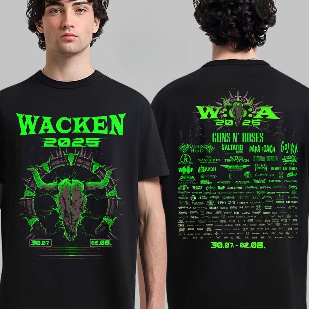 Fashion Wacken Open Air 2025 Festival From July 30 To August 2 2025 In Schleswig Holstein Germany Roses Two Sided T-Shirt