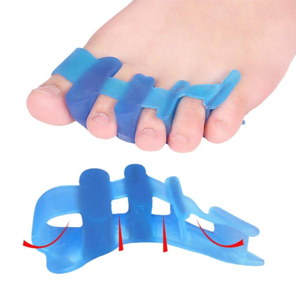 1Pair Four Hole Toe Separator Bunion Hallux Valgus Orthosis Gel Thumb Corrector Toe Straightener Toe Spreader Foot Protector