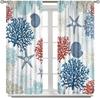 Coastal Window Curtains Nautical Beach Ocean Sea Starfish Seashell Curtain Living Room Bedroom Panels Set Inch Polyester Ideal For