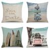 Beach Travel Linen Pillow Cover Home Sofa Car Office Bedroom Pillow Cushion Cover