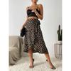 Women's High Waist Wrap Midi Skirt Leopard Print Big Split Loose Flowy Elegant Summer Casual Skirt