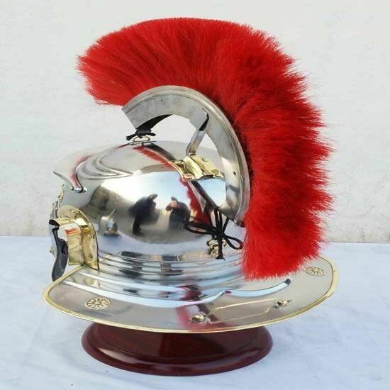 Römischer Zenturio Helm Handgefertigte Stahlrüstung Sammlerstück mit Ausstellungsständer Geschenk für Sie