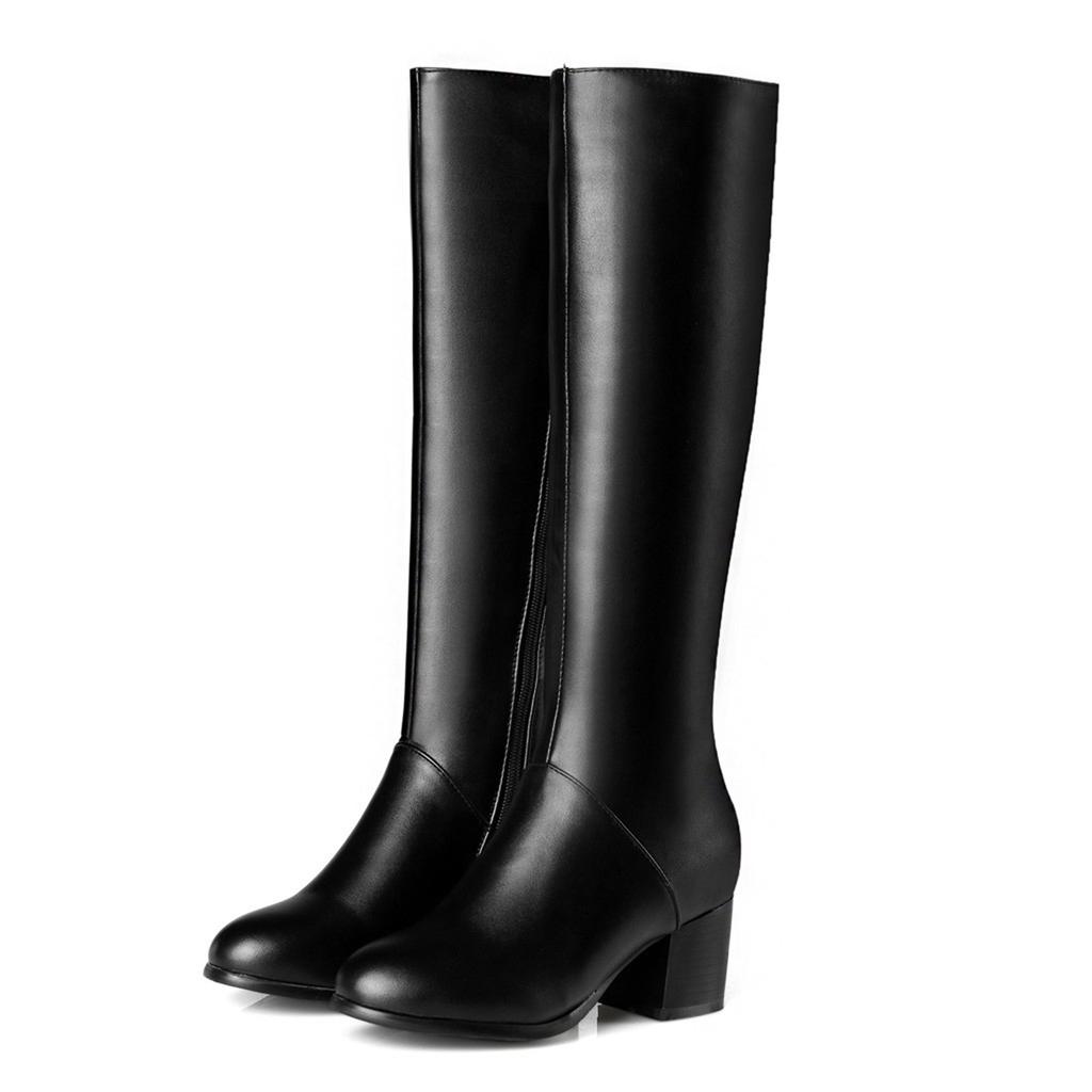 Over The Knee High Boots For Women Women'S Chunky Heel Winter Side Zipper Knee High Boots Versatile And Chaussures Femmes