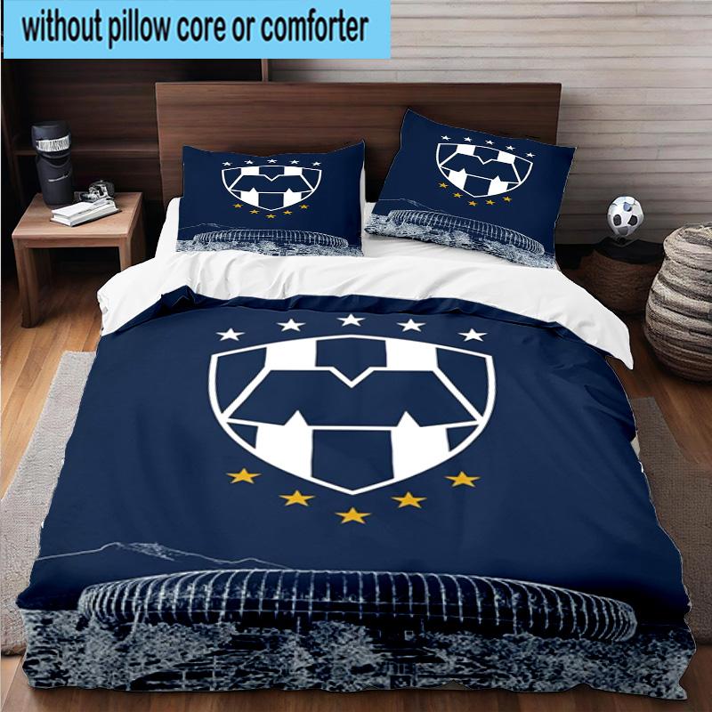 3pcs Monter-rey Football Crest Art Printed Bedding Set Duvet Cover Closure Includes 1 Duvet Cover & 2 Pillowcases Bedding Sets Home Decor Gifts