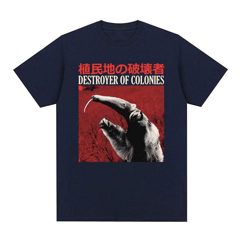 Zerstörer von Kolonien Ameisenbär Japanisches Vintage T-Shirt Unisex Damen Mode Lässig Gemütliches T-Shirt 100% Baumwolle Harajuku Gothic T-Shirt