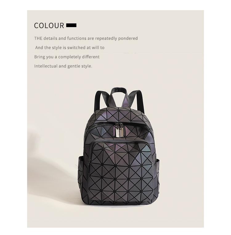 2026 Spring/Summer Geometric Luminous Double Shoulder Backpack - Trendy, Versatile, Large Capacity for School and Travel