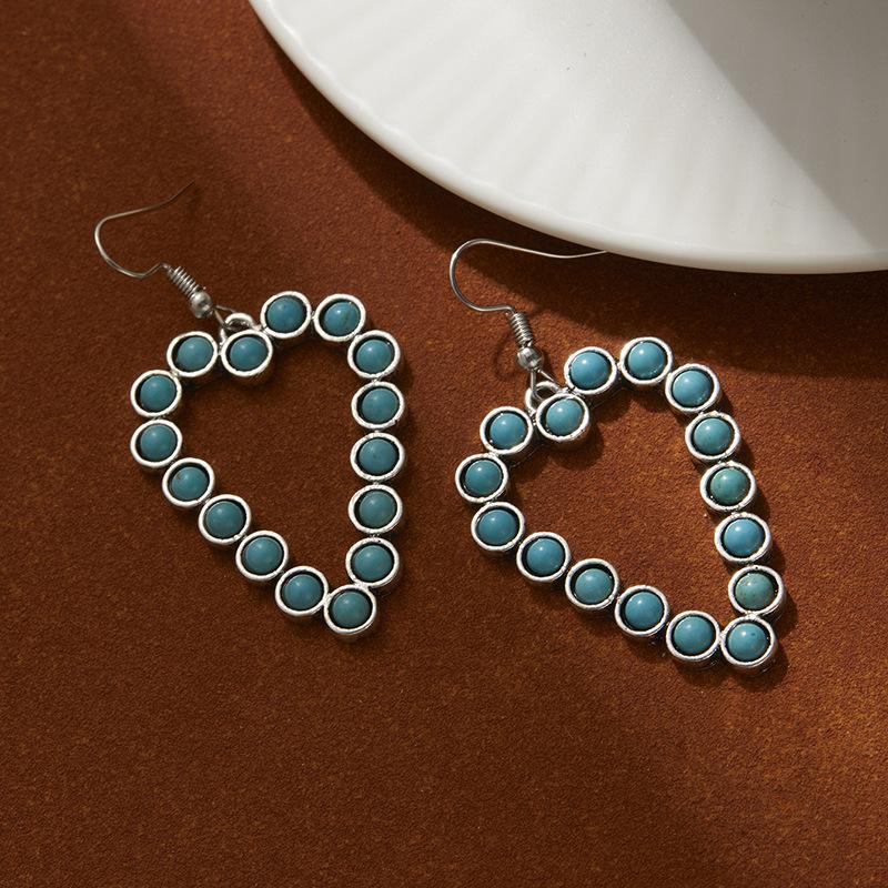 Полые Бирюзовые Серьги Любовь Высокий Стиль Ретро Этнический Стиль Серьги Женские Бохо Серьги