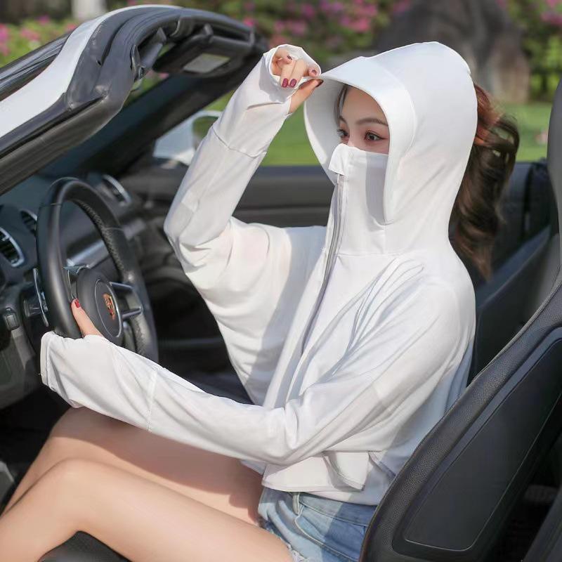 Women's Hooded Ice Silk Sun Protection: UV-Resistant, Breathable, Lightweight, Perfect for Cycling & Travel