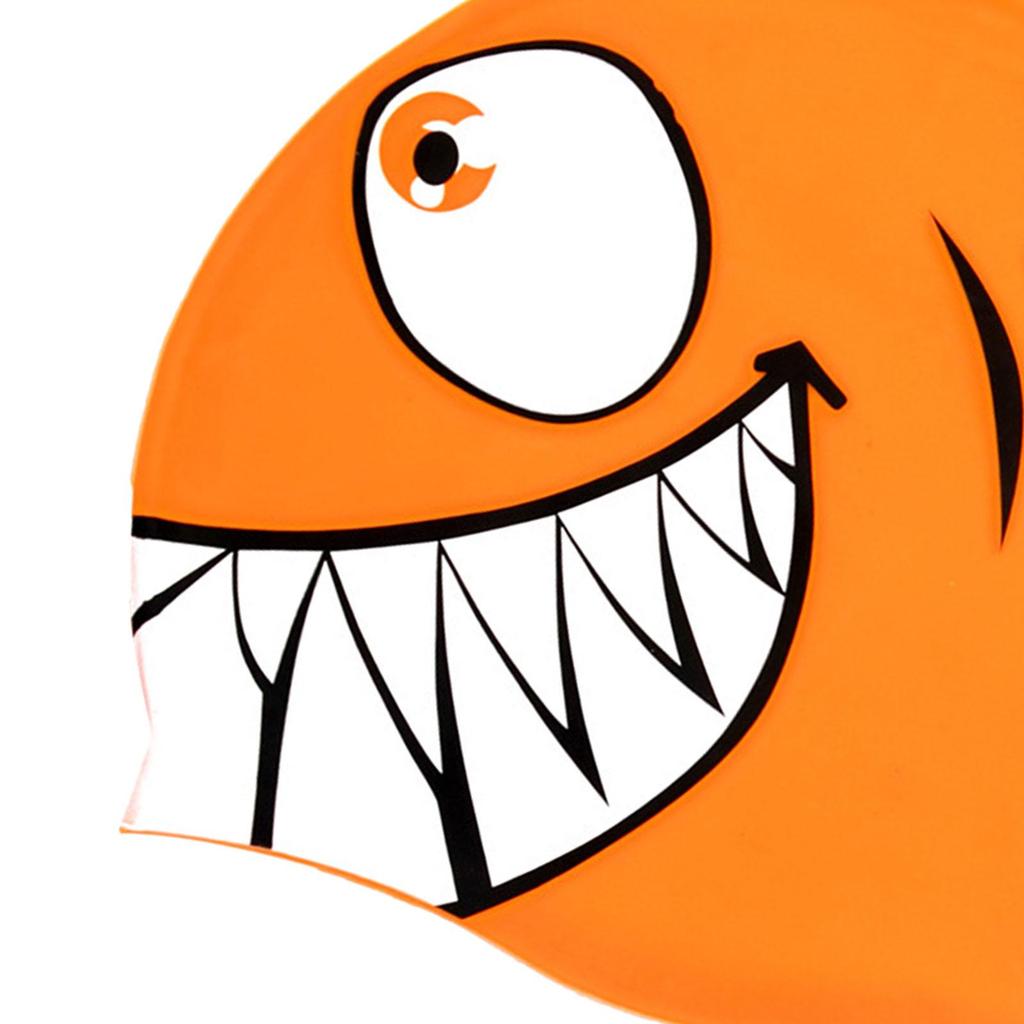 Fish Shaped Swimming Cap Bathing Cap Elastic Anti-slip Cute Soft Water Resistant Swim Gear Swimwear Hat for Kids Boys Girls