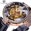 Für Forsining Damen Luxus Gold Skelett Armbanduhr Leuchtende Funktion 18mm Bandbreite Ovales Gehäuse Zeiger für Leder Kleid Mädchen