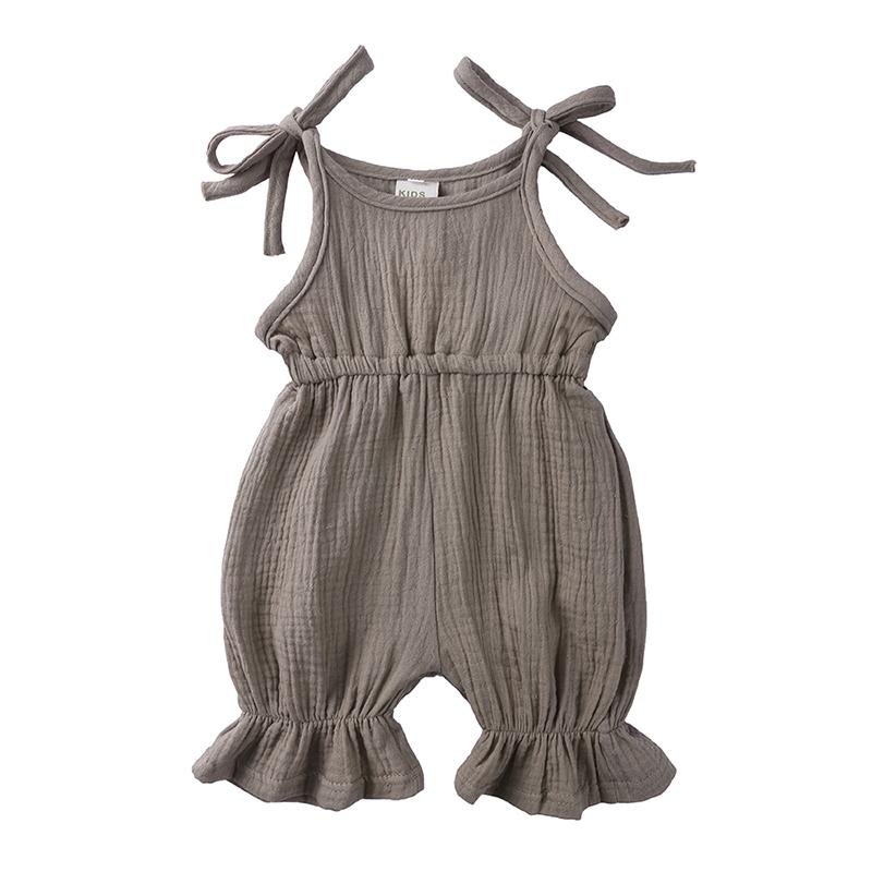 Summer  Soft Toddler Kid Overalls Romper Baby Girl Jumpsuits Solid Cotton Linen Newborn Clothes Infant Sleeveless Bodysuit