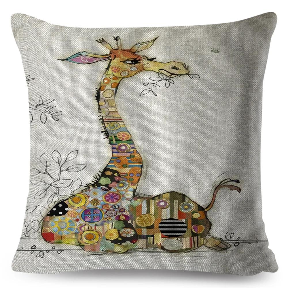 Nordic Style Cartoon Monkey Dog Cat Rabbit Cushion Cover Decor Children Drawing Animal Pillow Case for Sofa Home Car Pillowcase