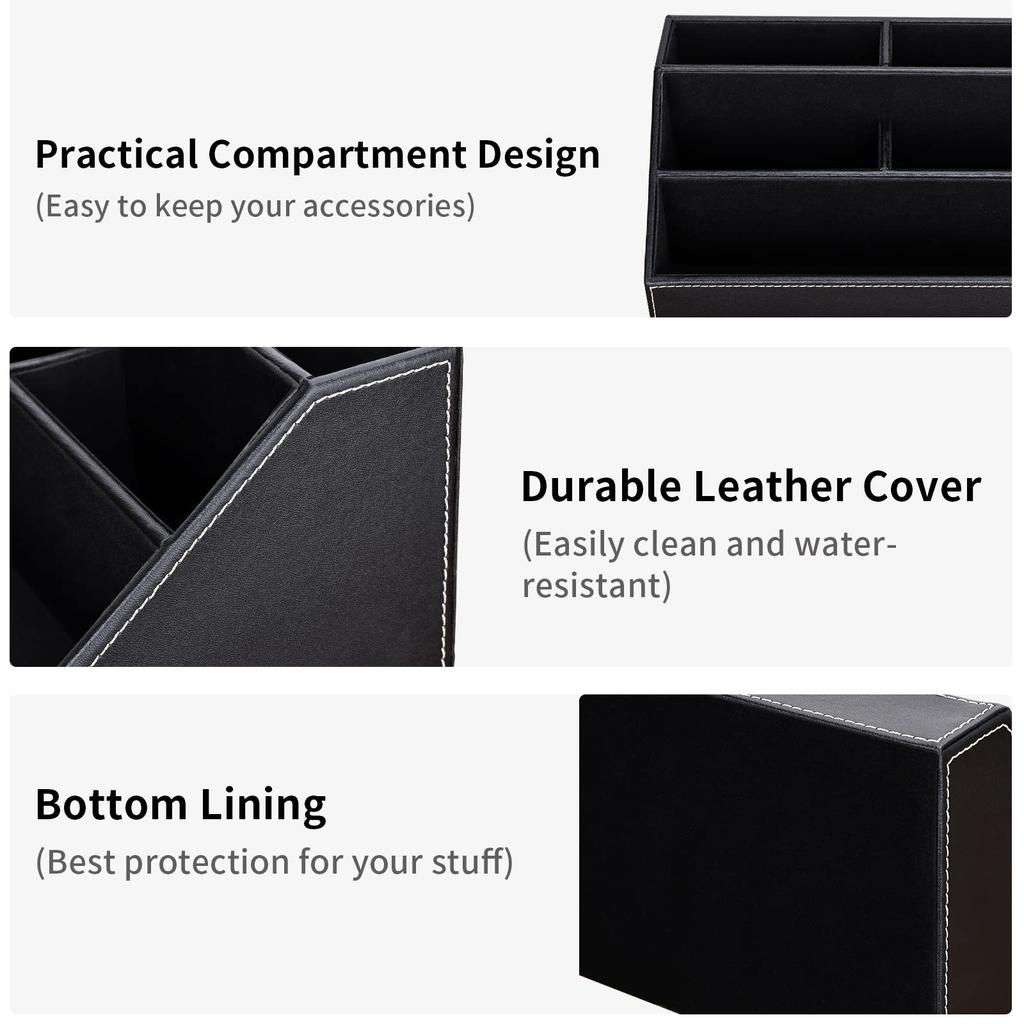 KINGFOM PU Leather Storage Storage Pen Pencil Desk Remote Control Desktop Storage for Remote and Small Stylish for Home and Office Box, Case, Holder,
