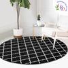 Monochromatic Elegance Carpet Black and White Geometric Circle Rug Non-Slip Round Carpet Mat for Home Multi-Purpose Floor Mat