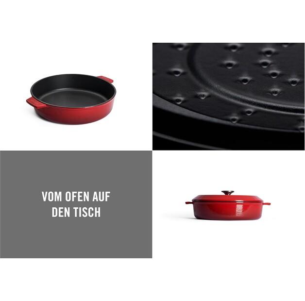 Сотейник чугунный Woll Iron с крышкой 28 см красный (828CI-010)