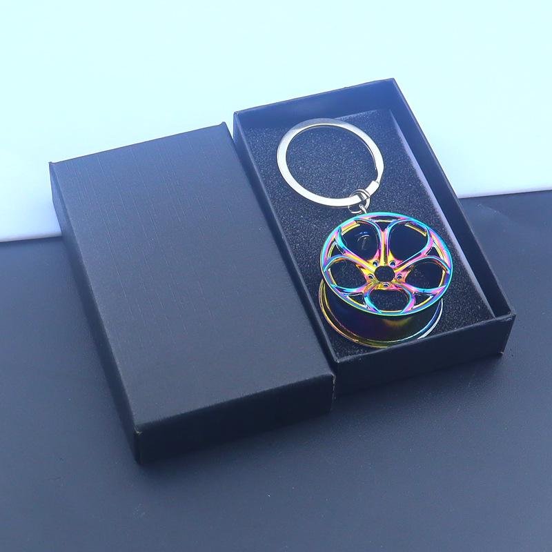 Laser Logo Metal Wheel Keychain - Gold, Silver, Black, Colorful Wheel Pendant Small Gift for Car Lovers
