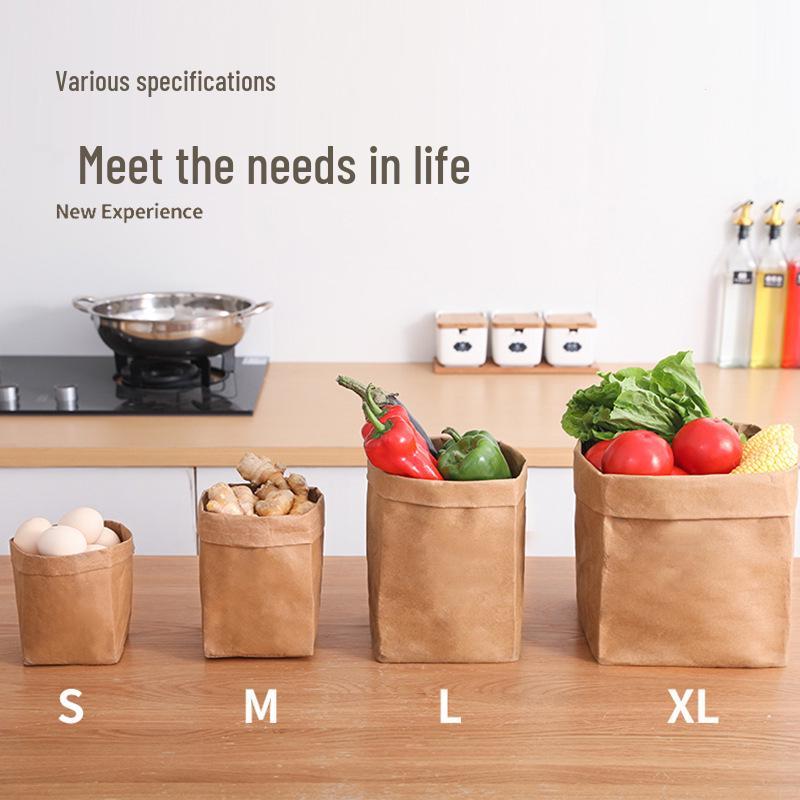 

Washable Waterproof Cowhide Paper Vegetable Storage Bag - Eco-friendly, INS Style Washable Cowhide Paper Bag S 10x10x15 No Print