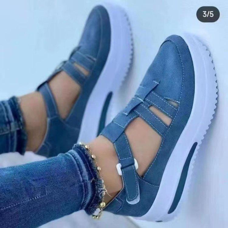 Summer hollow sandals women's platform casual breathable Velcro wedge heel women's shoes