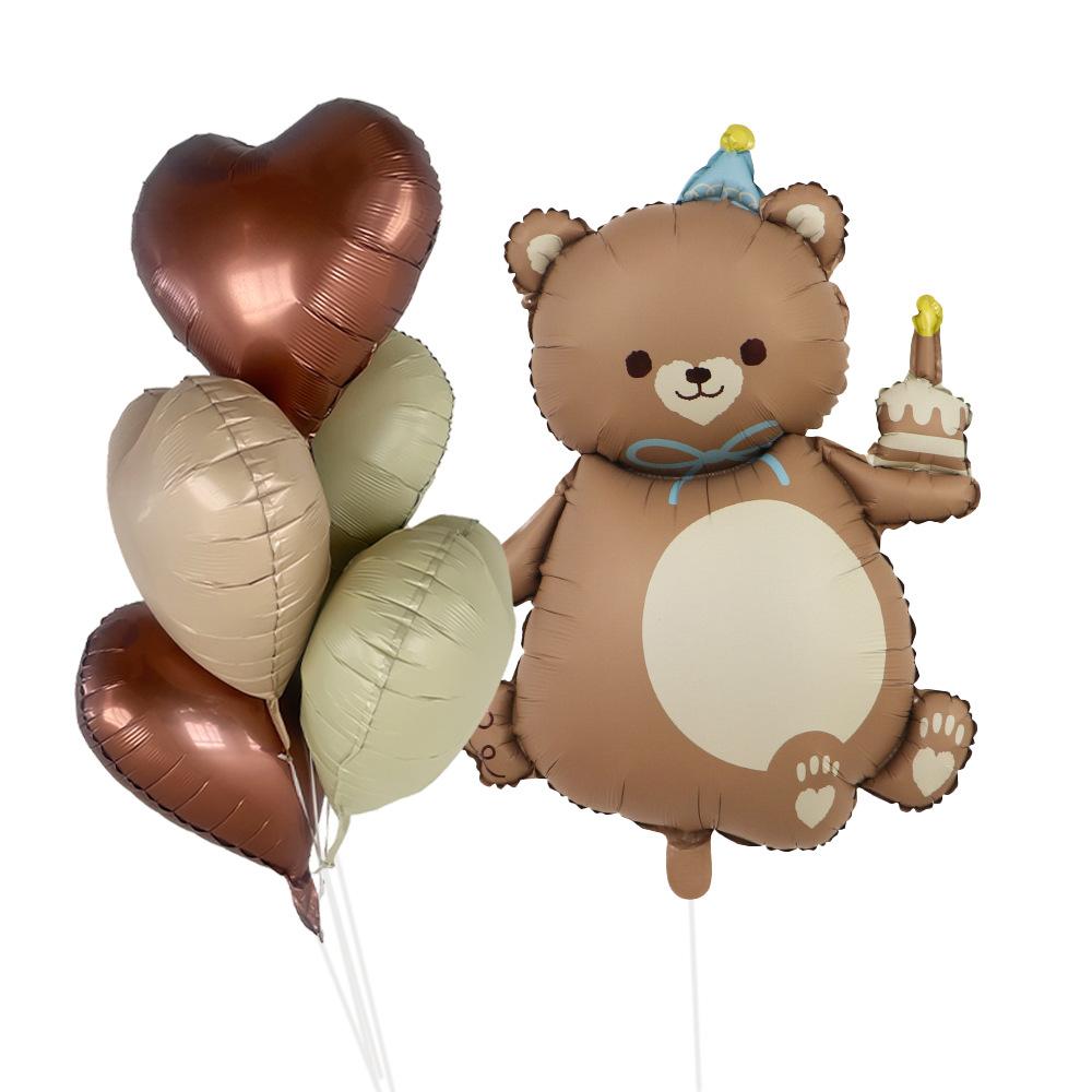 Matte Bear Aluminum Film Balloon Set Love Digital Children'S Birthday Party Decoration Decoration Bear Birthday Party