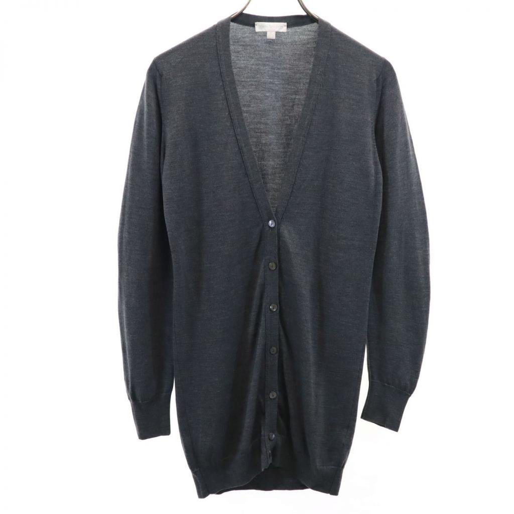 JOHN SMEDLEY British wool Long sleeve knit cardigan S Gray Women Used
