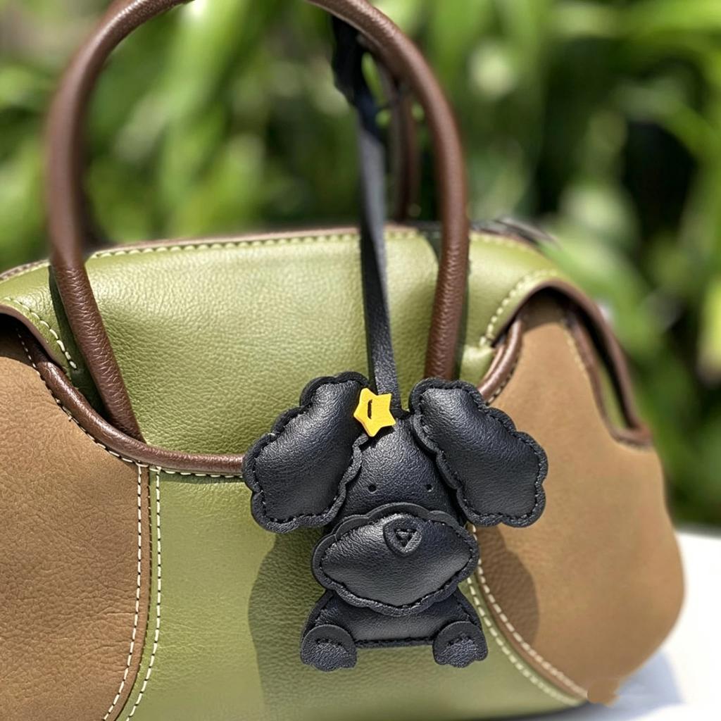 Cute Teddy Dog Purse Charm Soft PU Leather Wavy-Eared Puppy Pendant Creative Bag Accessory for Handbag Backpack Decor
