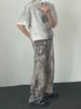 Unisex Hüftjeans mit weitem Bein, 3D-Camouflage und Tintenklecks-Print