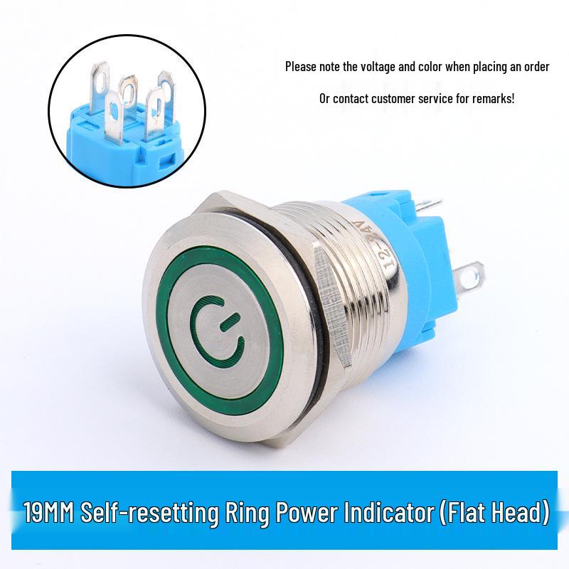 LED Ring Metal Push Button Switch: 12mm, 16mm, 19mm, 22mm - Momentary & Latching Options