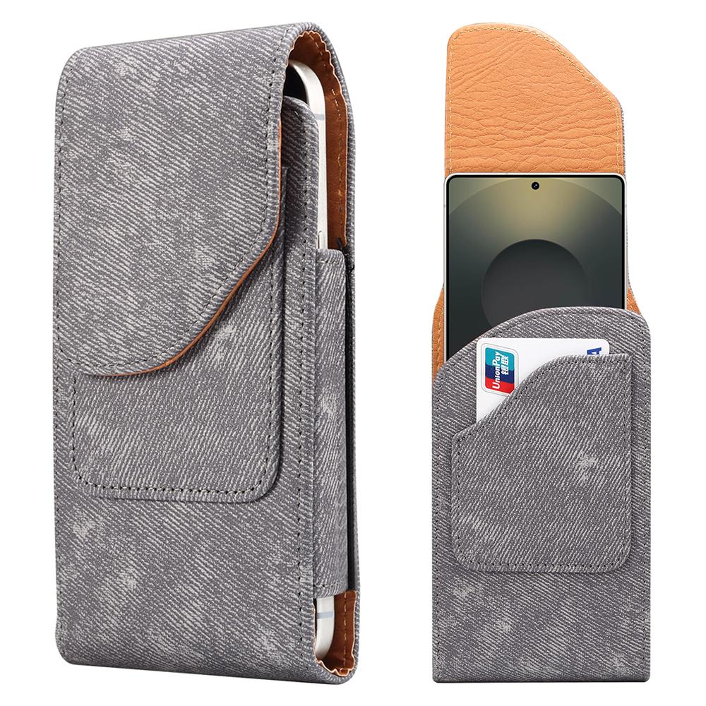 7.2 inch Phone Case Holster for Huawei Mate 40 Lite/Mate 20 X/Xiaomi Mi Max,Jeans Cloth Texture Belt Clip Leather Bag with Card Slot
