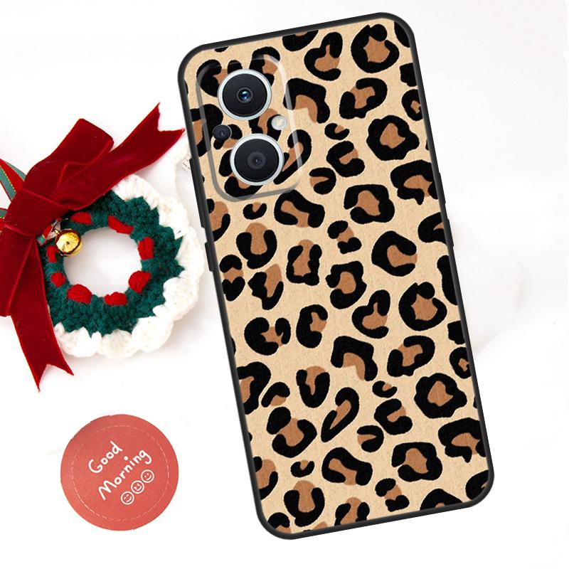 Tan Leopard Funda For OPPO Reno 10 11 12 13 14 Pro 11F 12F 13F 14F 7 8 Lite OPPO Find X8 X6 X9 Pro Case