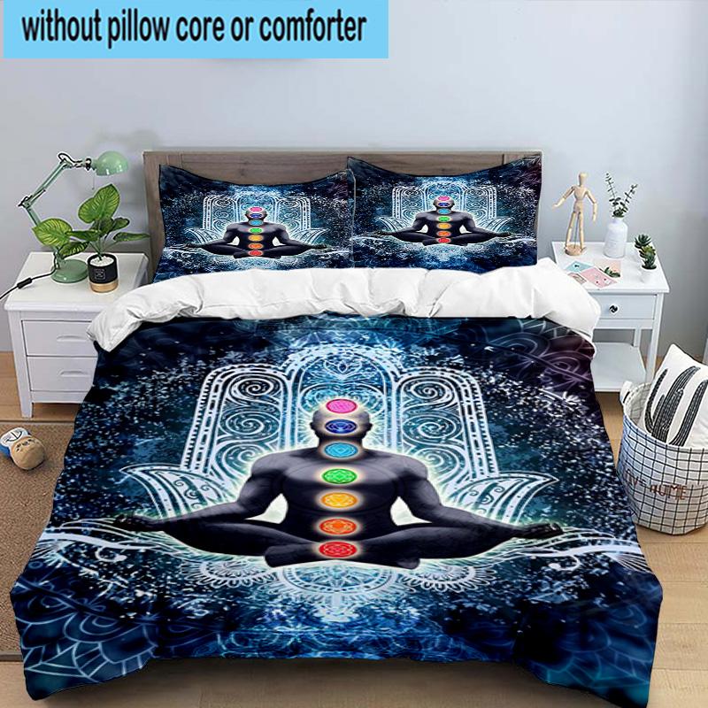 Chakra Balance Meditation 3pcs Bedding,Including 1pc Duvet Cover And 2pcs Pillowcases Perfect for Christmas,Ideal for Bedroom, Dormitory