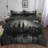 New York City Skyline Art Bedding Duvet Covers with Pillowcase,All-Season Quilt Cover Dark Gray Bedding Set or Children Teenager